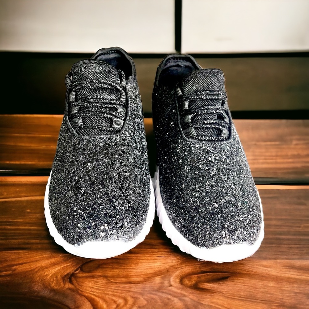 Women’s black glitter sneakers - Picture 3 of 8
